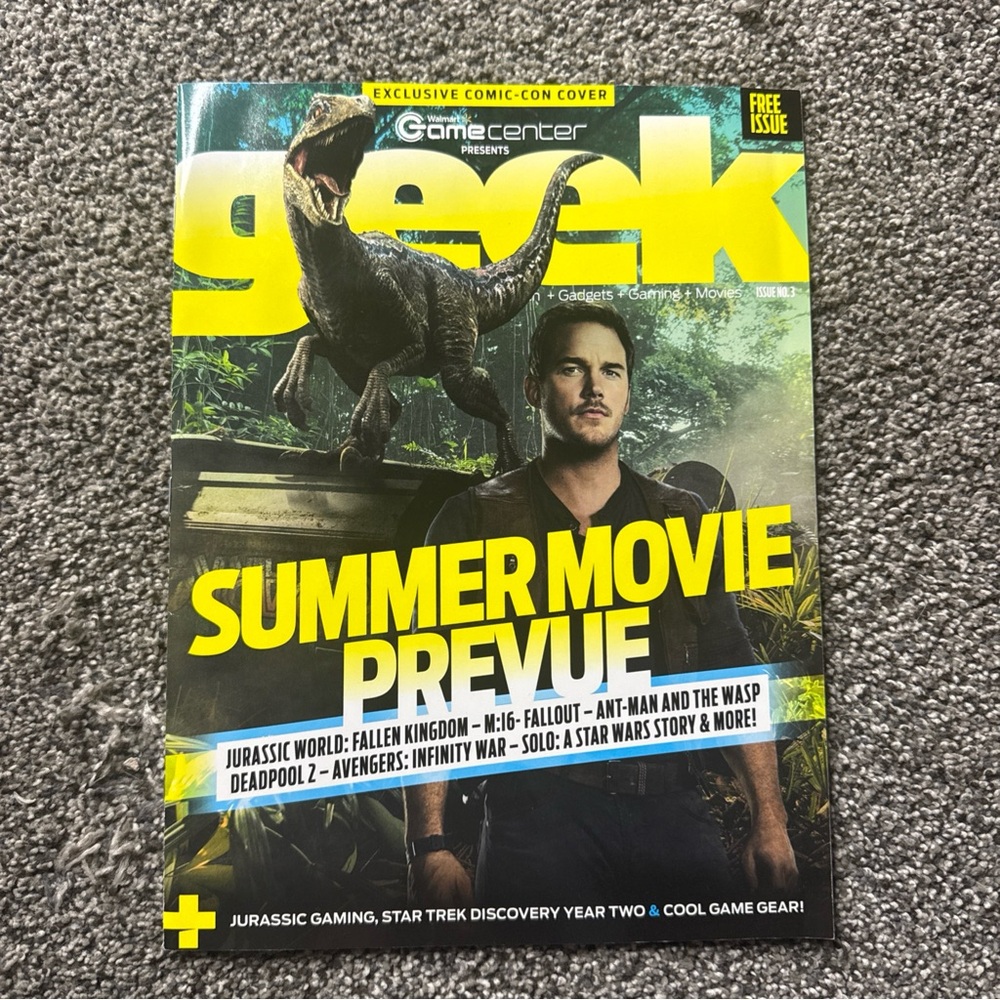 SDCC 2018 Geek Magazine Chris Pratt Jurassic World Exclusive Con Cover